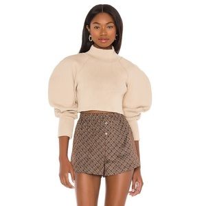 L'ACADEMIE THE ALODIE CROP TOP IN TAUPE